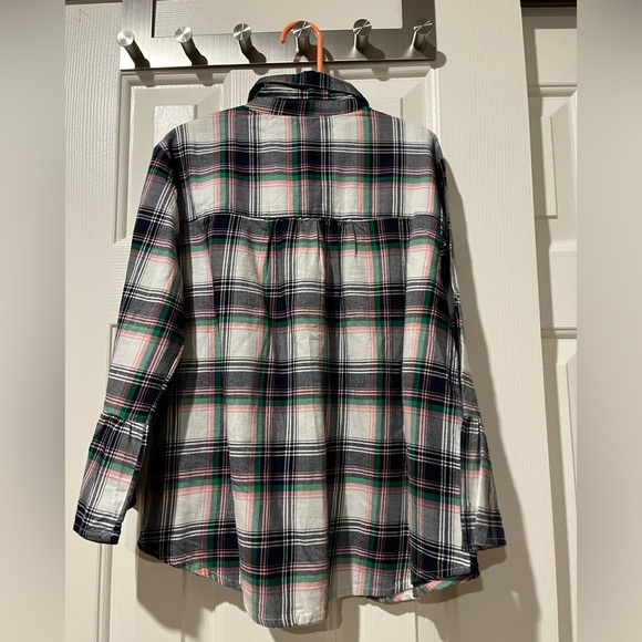 Gap girls button down plaid flannel with flutter sleeves - Picture 7 of 8
